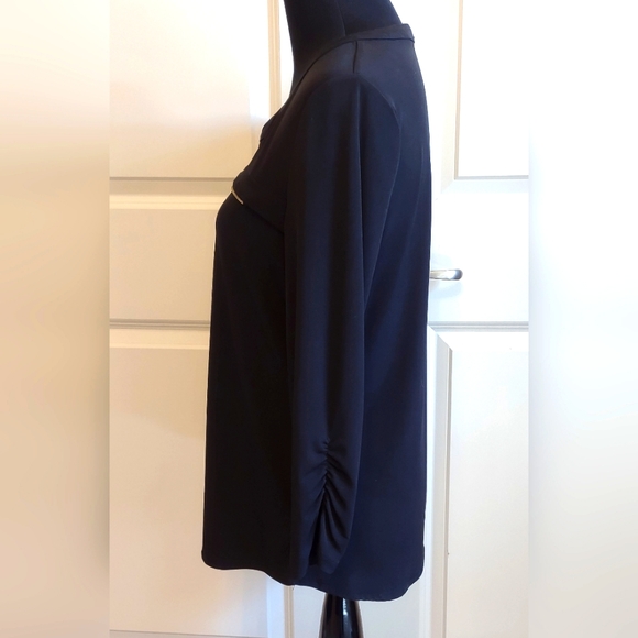 Anne Klein Black Tunic with Gold Zipper Detailing EUC - Picture 3 of 6